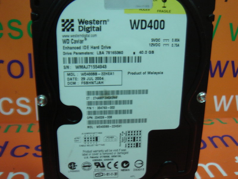 Disque Dur HDD WD Western Digital Caviar WD400BD-75MRA3 SATA 40Go 3,5